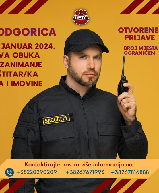 NOVA OBUKA ZA ZANIMANJE ZAŠTITAR/KA LICA I IMOVINE POČINJE 29.01.2024.