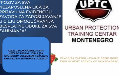 BESPLATNE OBUKE ZA NEZAPOSLENA LICA U SARADNJI SA ZAVODOM ZA ZAPOŠLJAVANJE CRNE GORE