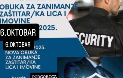 NOVA OBUKA ZA ZANIMANJE ZAŠTITAR/KA LICA I IMOVINE POČINJE 6. OKTOBRA