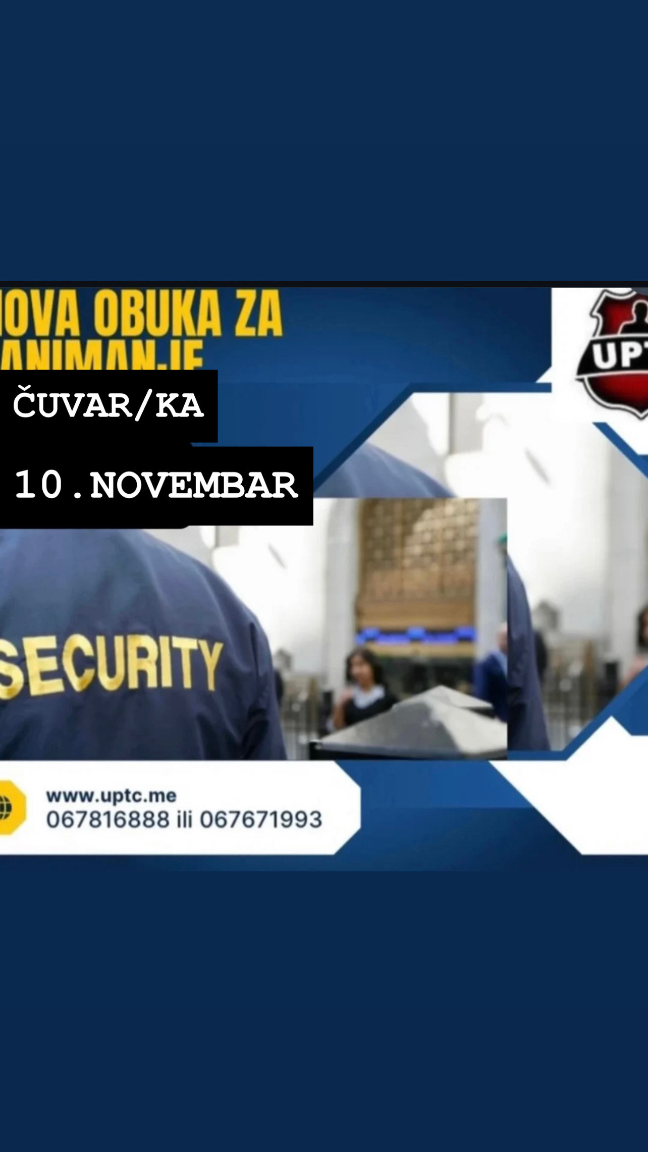 NOVA OBUKA ZA ZANIMANJE ČUVAR/KA