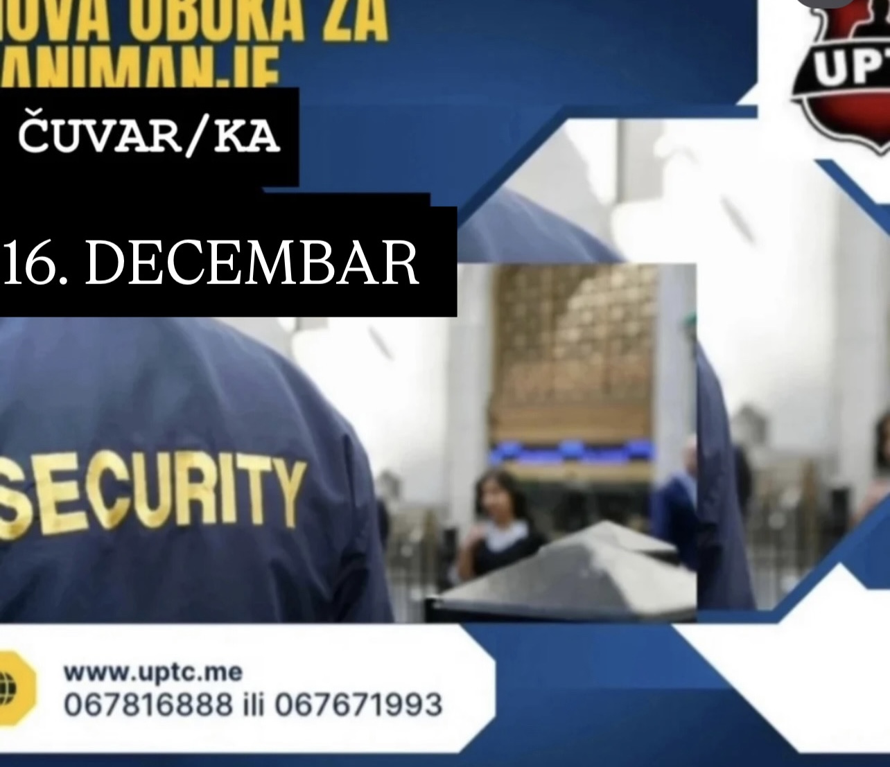 NOVA OBUKA ZA ZANIMANJE ČUVAR/KA POČINJE 16. DECEMBRA