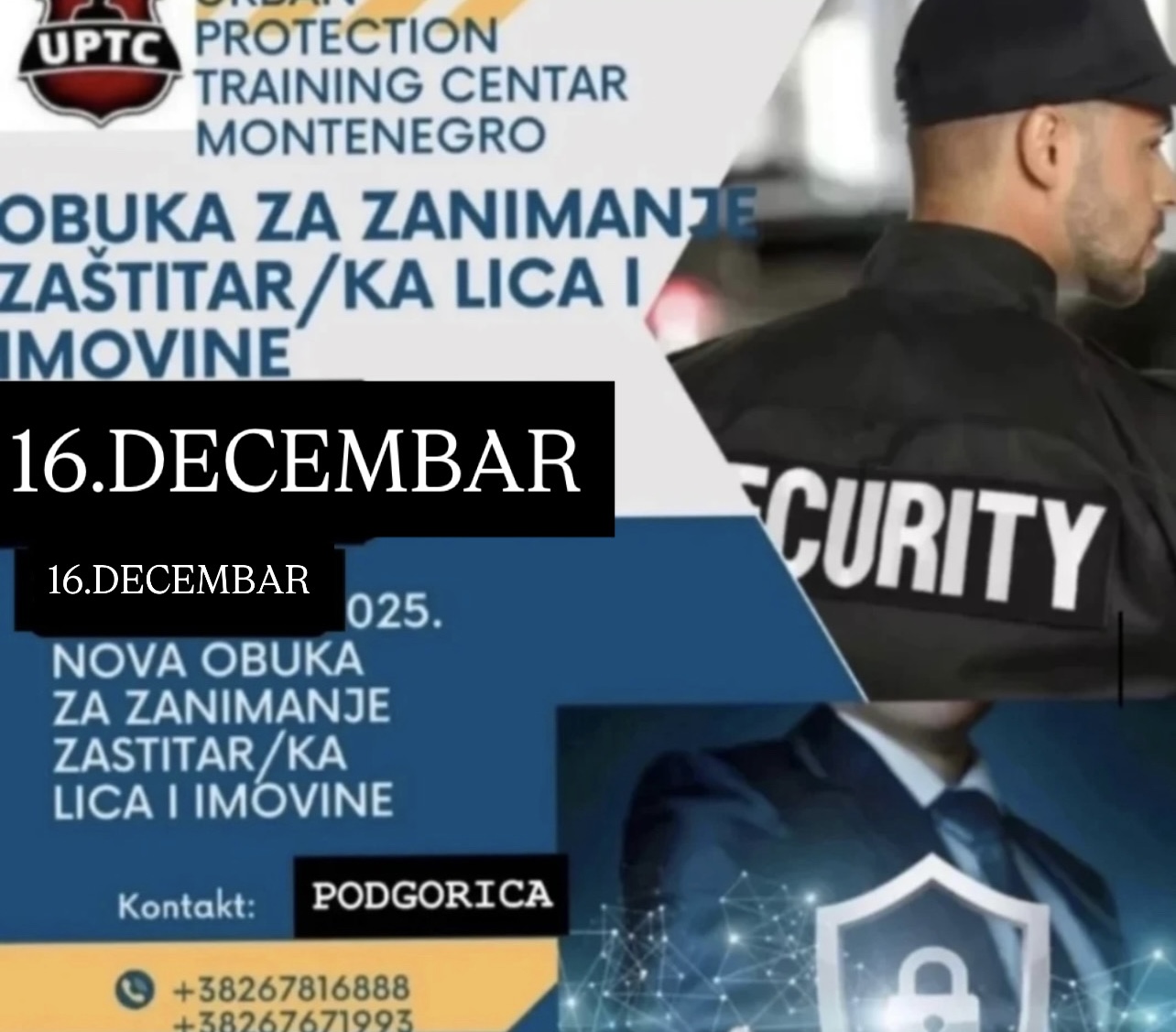 NOVA OBUKA ZA ZANIMANJE ZAŠTITAR/KA LICA I IMOVINE POČINJE 16. DECEMBRA
