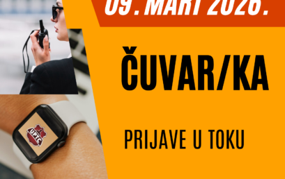 NOVA OBUKA ZA ZANIMANJE ČUVAR/KA POČINJE 09. MARTA 2026. GODINE.