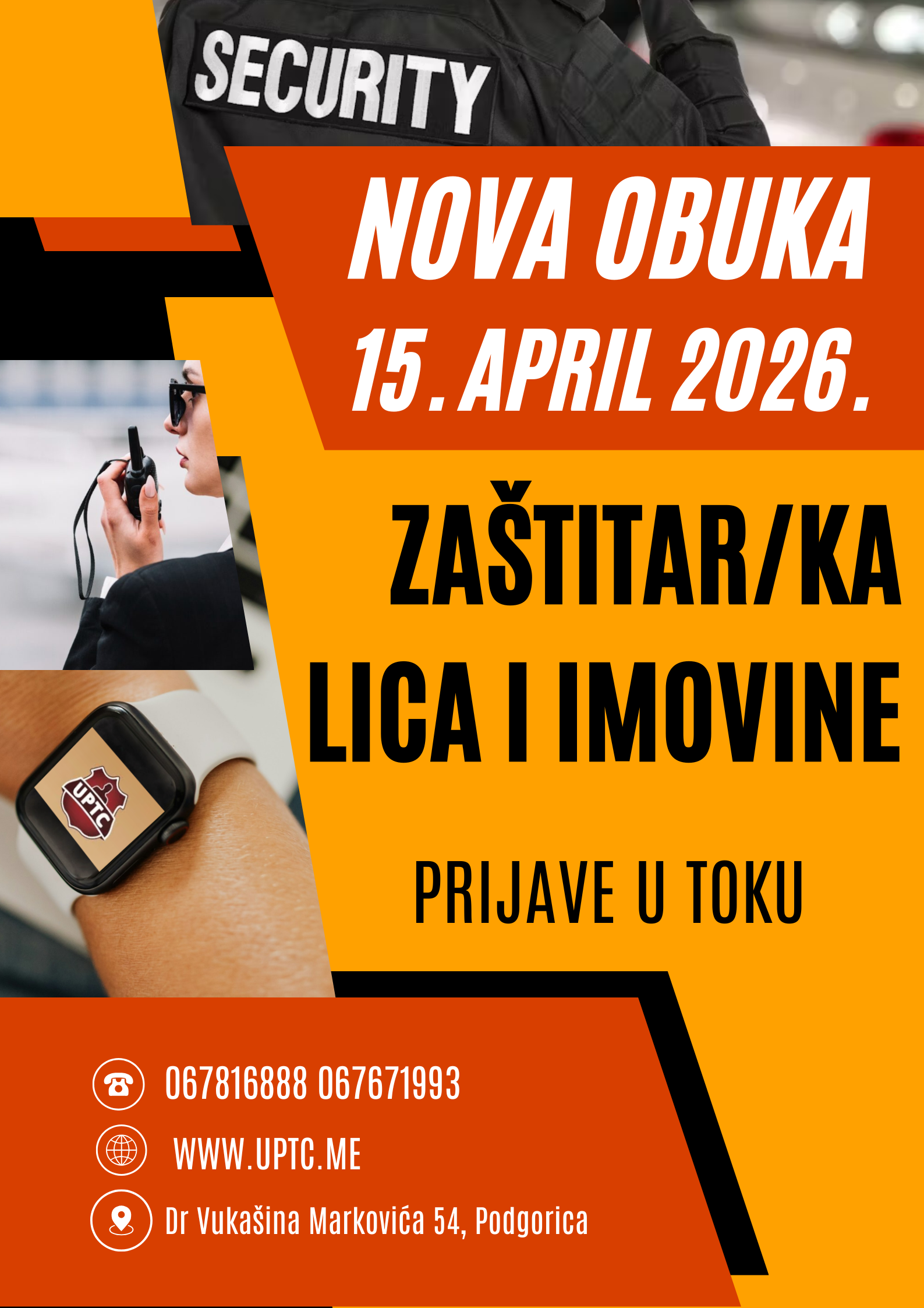 NOVA OBUKA ZA ZANIMANJE ZAŠTITAR/KA LICA I IMOVINE POČINJE 15. APRILA 2026. GODINE NOVA OBUKA ZA ZANIMANJE ZAŠTITAR/KA LICA I IMOVINE POČINJE 15. APRILA 2026. GODINE