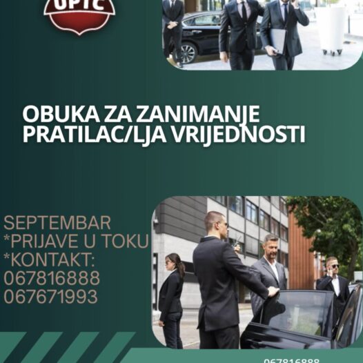 NOVA OBUKA ZA ZANIMANJE PRATILAC/LJA VRIJEDNOSTI  12.SEPTEMBAR