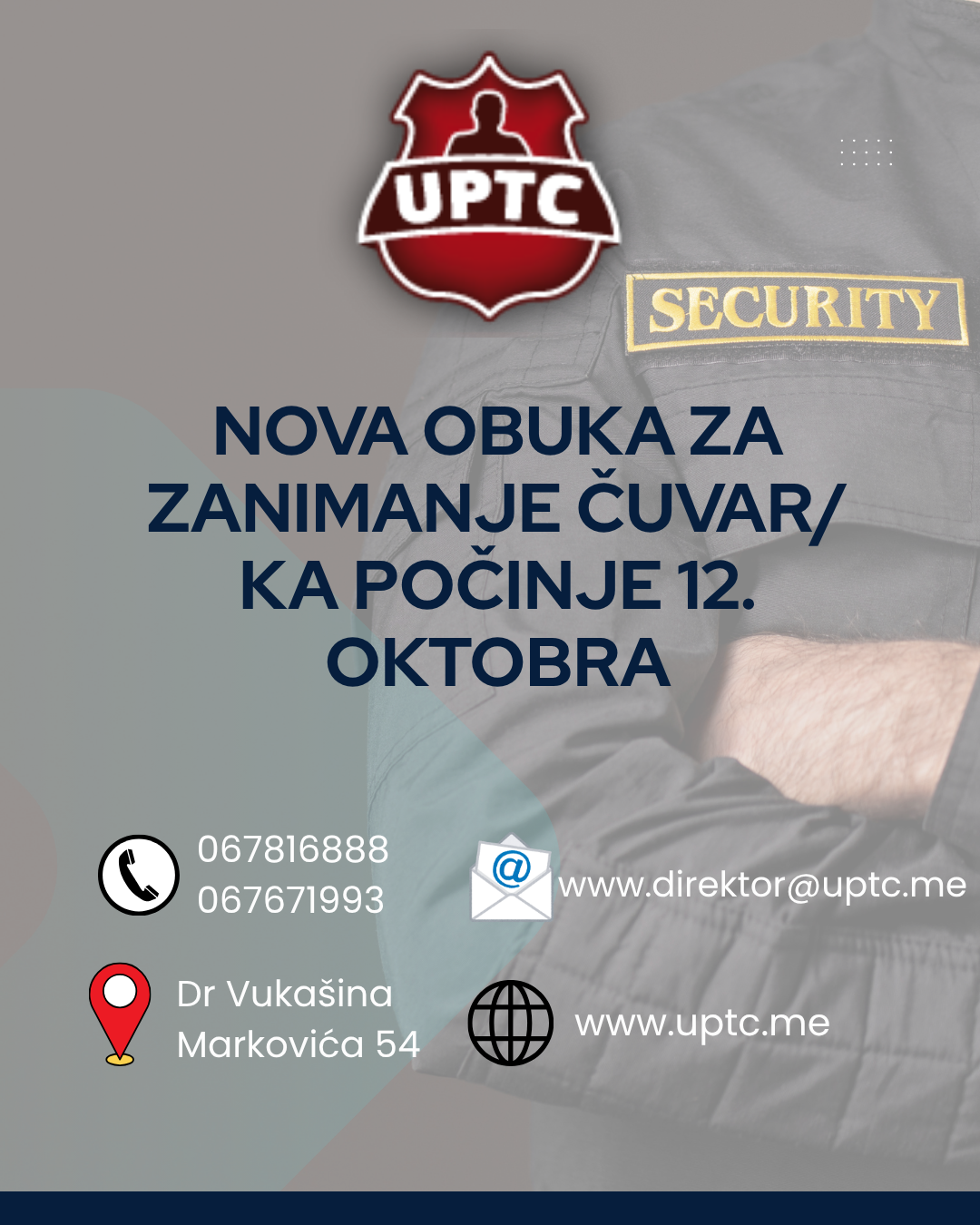 NOVA OBUKA ZA ZANIMANJE ČUVAR/KA 12. OKTOBAR